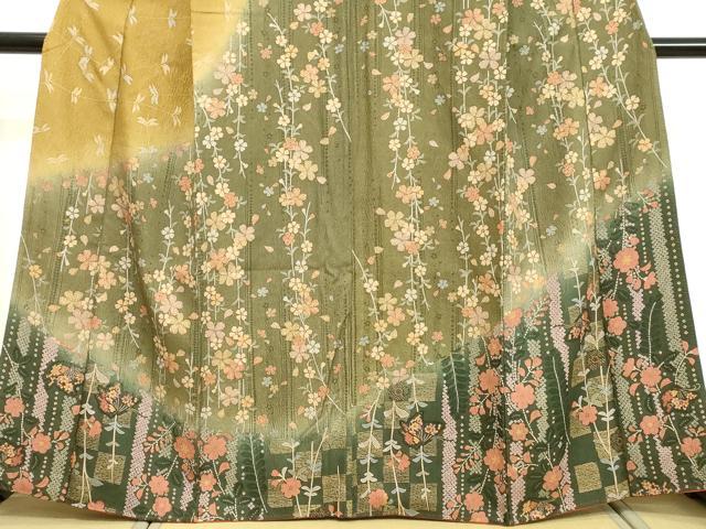 平和屋着物○訪問着 作家物 扇面花文 暈し染め 金彩 正絹