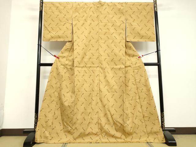 平和屋着物●上質な紬　十字絣文様　正絹　逸品　DAAV1472tw 平和屋着物○上質な紬 十字絣文様 正絹 逸品 DAAV1472tw