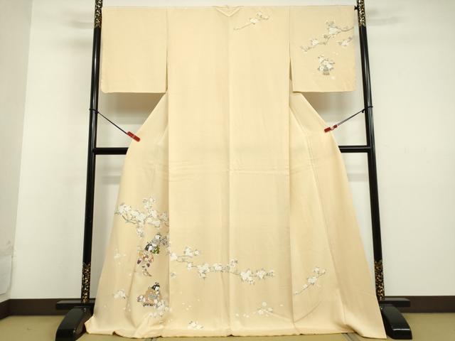 平和屋着物●訪問着　童子枝桜文　ロング丈　正絹　逸品　DAAV1511tw