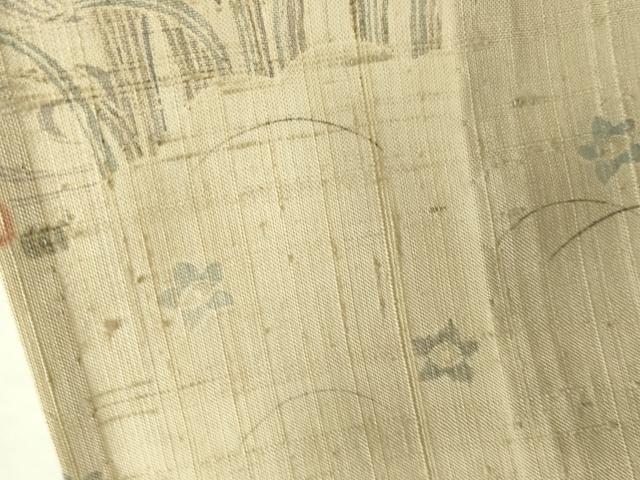 平和屋着物▽染織の名門 しょうざん 訪問着 生紬 単衣 風景花