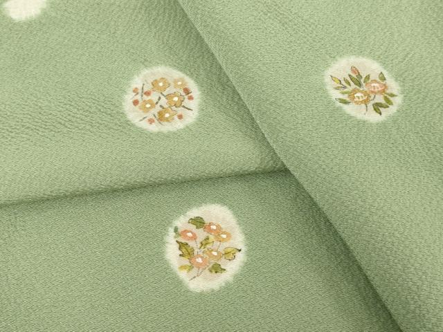 平和屋着物▽上質な小紋　単衣　絞り　草花丸文　金彩　正絹　逸品　DAAV3010du