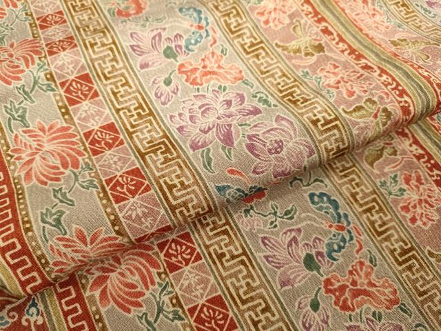 平和屋着物●上質な小紋　松葉　朽葉色　鬼しぼ縮緬　高島屋扱い　正絹　逸品　AABH0429ph 平和屋着物▽上質な色無地 単衣 肌色 鬼しぼ縮緬 高島屋扱い 正絹 逸品