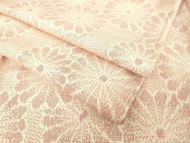平和屋着物▽上質な紬 　単衣　舞花文 　正絹　逸品　未使用　DAAV3017du