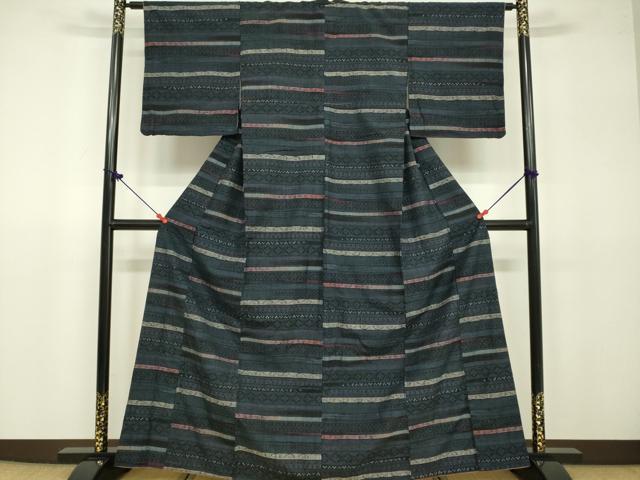 平和屋着物○結城紬 100亀甲 亀甲花文 正絹 逸品 CAAO2306hy