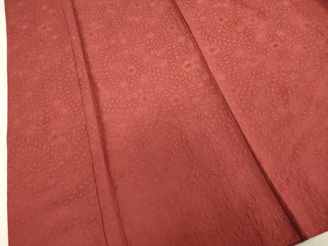 平和屋着物○上質な色無地 流水花地紋 紅海老茶色 正絹 逸品