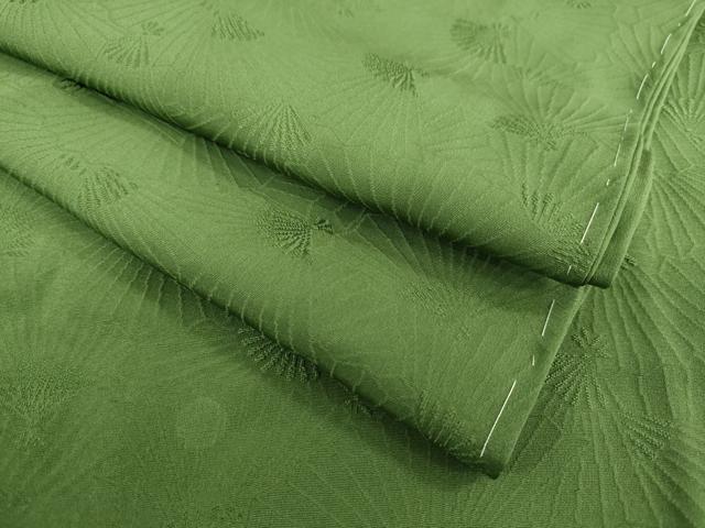 平和屋着物●上質な色無地　扇面地紋　草色　正絹　逸品　未使用　DAAV3095du