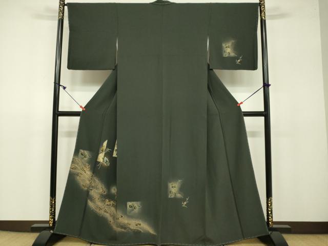 平和屋着物●訪問着　舞蝶文　暈し染め　金彩　正絹　逸品　未使用　DAAV3096du