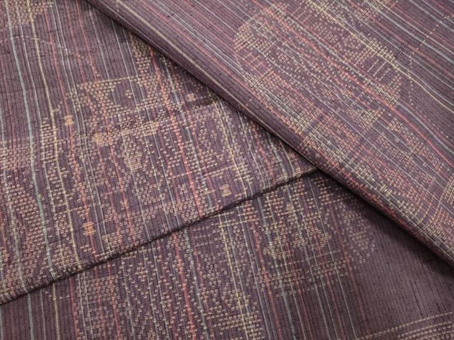 平和屋着物▽上質な紬　単衣　吉祥花文　正絹　逸品　DAAV3119du