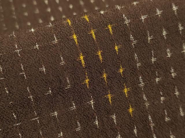 平和屋着物▽本塩沢 単衣 十字絣 正絹 逸品 DAAV3128du