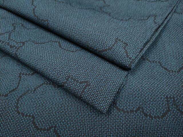 平和屋着物▽本塩沢　単衣　雲重ね文　正絹　逸品　DAAV3131du