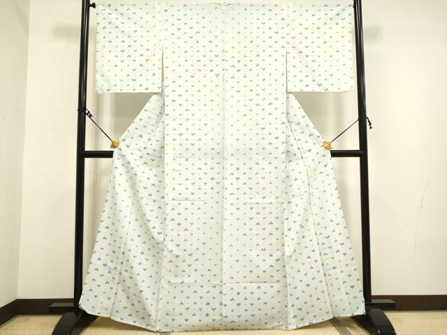 平和屋着物▽小紋 単衣 舞花文 洗える着物 DAAV3134du