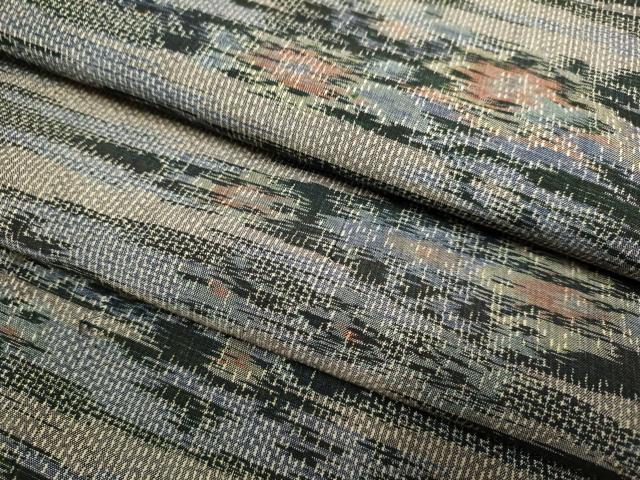 平和屋着物▽上質な紬　単衣　霞花文　正絹　逸品　DAAV3137du