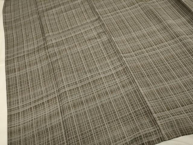 平和屋着物▽上質なお召 単衣 格子 正絹 逸品 DAAV3147du