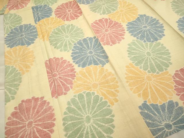 平和屋着物▽上質な紬 単衣 菊文 正絹 逸品 未使用 DAAV3161du