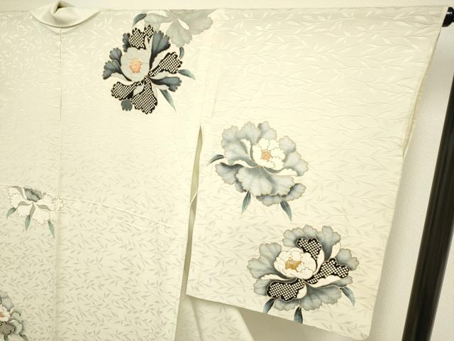 平和屋着物▽訪問着　単衣　総刺繍　草花文　暈し染め　正絹　逸品　AAAZ9410fy 平和屋着物▽訪問着 単衣 総刺繍 草花文 暈し染め 正絹