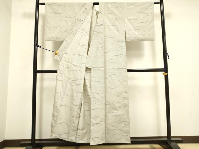 平和屋着物▽上質な紬 単衣 芝文 正絹 逸品 DAAV3169du