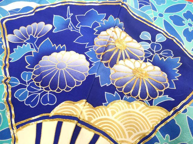 平和屋着物●お引きずり・お引き摺り・引き振袖　和装　結婚式　舞妓　芸妓　芸者　衣装　駒刺繍　扇面吉祥花車文　金彩　逸品　DAAV3185du 平和屋着物○お引きずり・お引き摺り・引き振袖 和装 結婚式 舞妓 芸妓