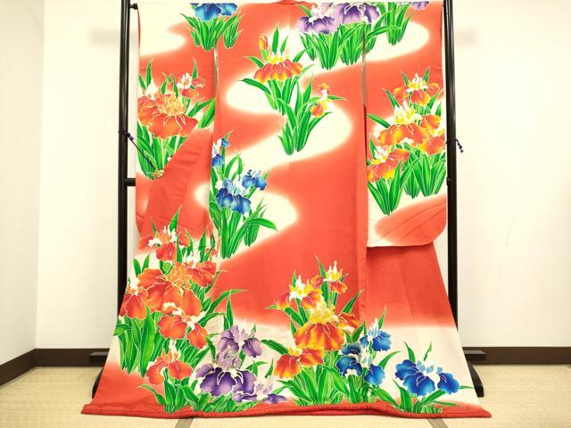 平和屋着物●お引きずり・お引き摺り・引き振袖　和装　結婚式　舞妓　芸妓　芸者　衣装　駒刺繍　草花文　暈し染め　逸品　DAAV3191du 平和屋着物○お引きずり・お引き摺り・引き振袖 和装 結婚式 舞妓 芸妓