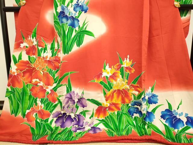 平和屋着物●お引きずり・お引き摺り・引き振袖　和装　結婚式　舞妓　芸妓　芸者　衣装　駒刺繍　草花文　暈し染め　逸品　DAAV3191du 平和屋着物○お引きずり・お引き摺り・引き振袖 和装 結婚式 舞妓 芸妓