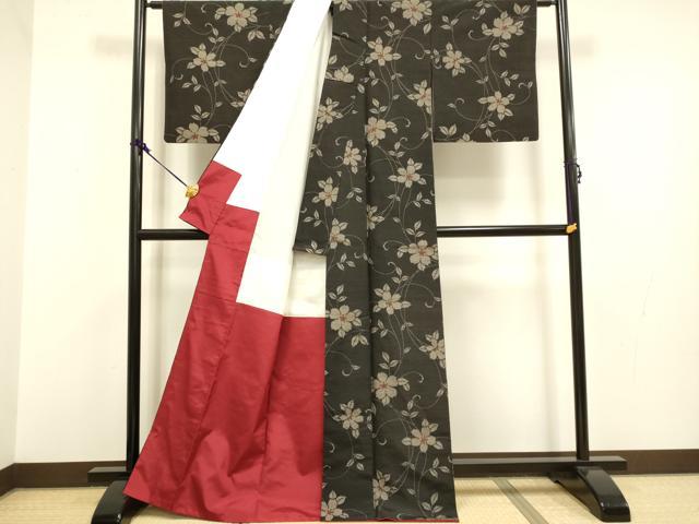 平和屋着物○上質な紬 花唐草文 正絹 逸品 DAAV3215du 平和屋着物