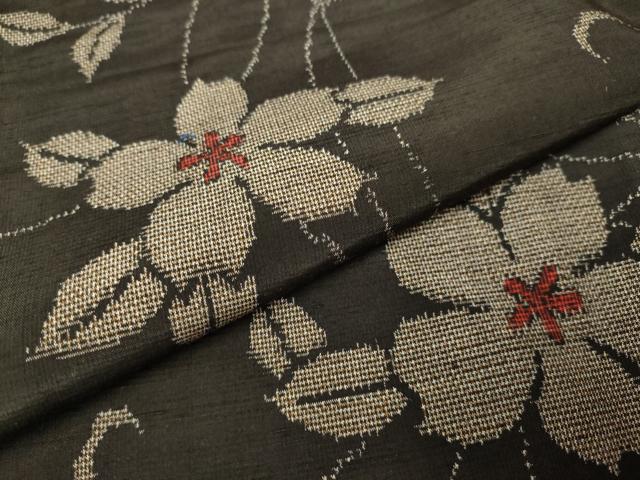 平和屋着物○上質な紬 花唐草文 正絹 逸品 DAAV3215du 平和屋着物