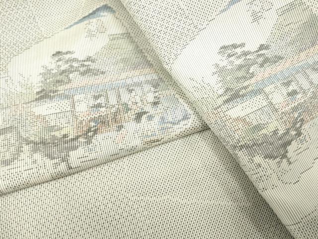 平和屋着物●本場大島紬　白大島　総絣　色紙重ね風景文　正絹　逸品　DAAV3234du