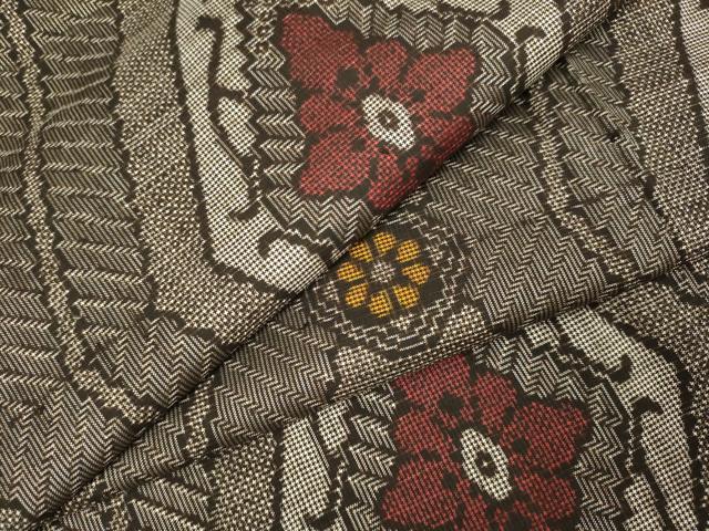 平和屋着物●希少　本場大島紬　龍郷絣　花菱文　正絹　逸品　DAAV3235du