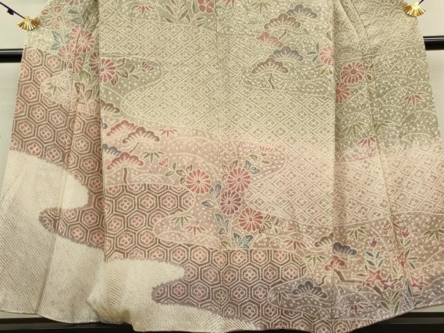 平和屋着物○訪問着 総絞り 吉祥花松文 正絹 逸品 DAAV3264du 平和屋