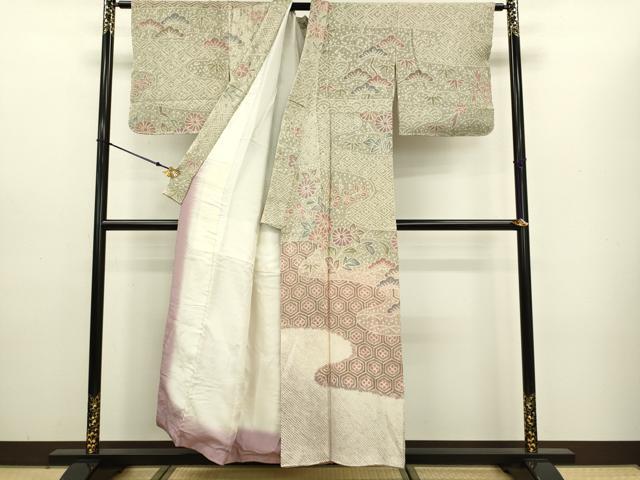 平和屋着物○訪問着 総絞り 吉祥花松文 正絹 逸品 DAAV3264du 平和屋