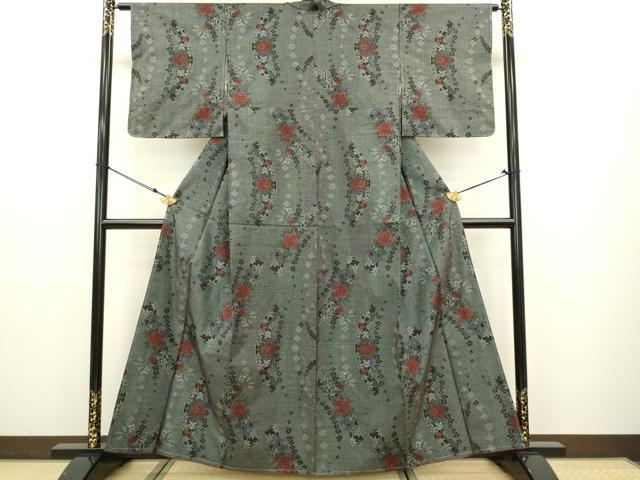 平和屋着物○本場染大島紬 草花文 正絹 逸品 DAAS2416tw