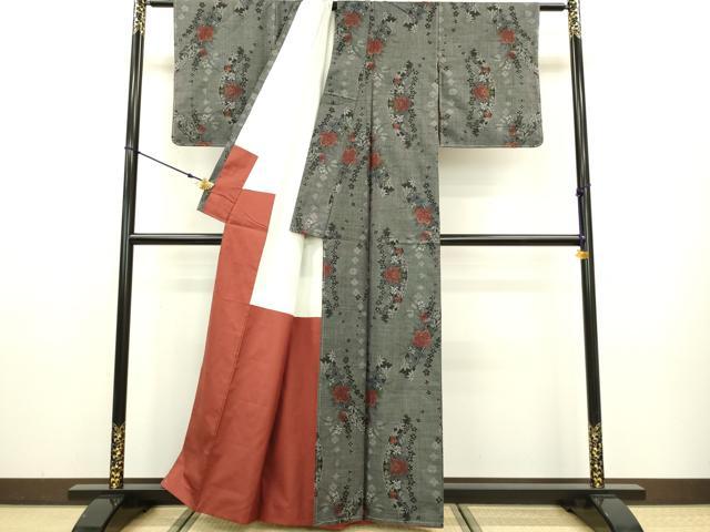 平和屋着物○本場大島紬 7マルキ 草花文 正絹 逸品 未使用 DAAV3270du