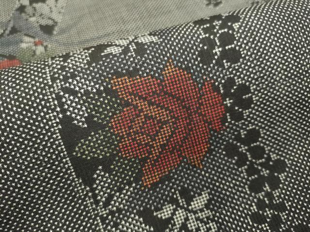 平和屋着物○本場大島紬 7マルキ 草花文 正絹 逸品 未使用 DAAV3270du