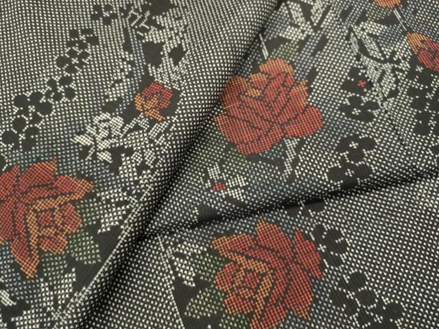 平和屋着物○本場大島紬 7マルキ 草花文 正絹 逸品 未使用 DAAV3270du