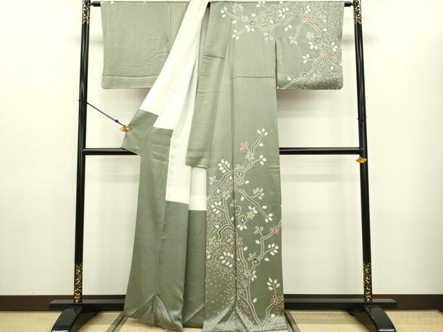 平和屋着物○訪問着 絞り 枝花文 正絹 逸品 DAAV3274du