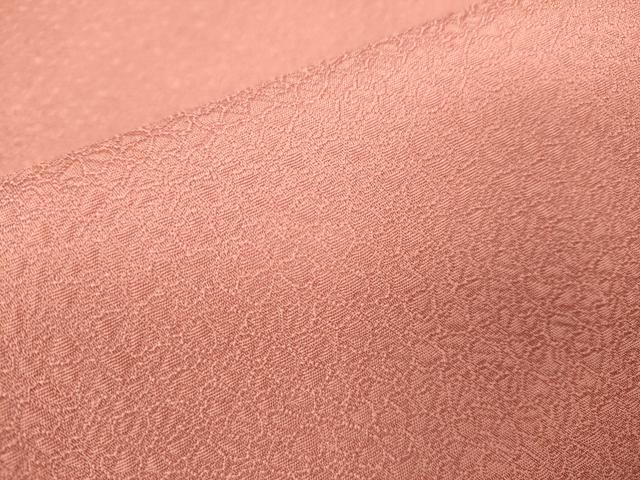 平和屋着物○上質な色無地 舞花地紋 甚三紅色 正絹 逸品 未