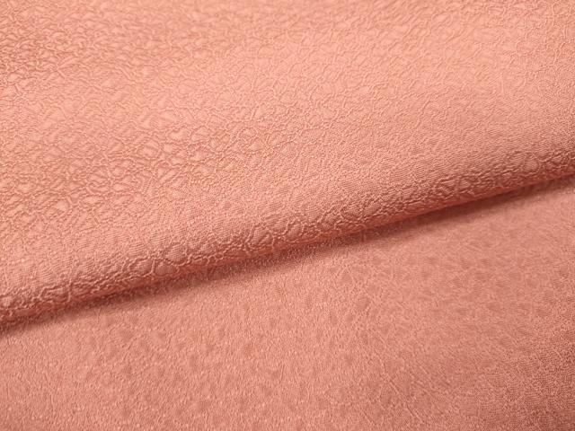 平和屋着物○上質な色無地 舞花地紋 甚三紅色 正絹 逸品 未