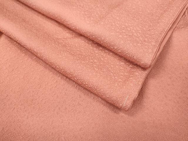 平和屋着物●上質な色無地　舞花地紋　甚三紅色　正絹　逸品　未使用　DAAV3275du