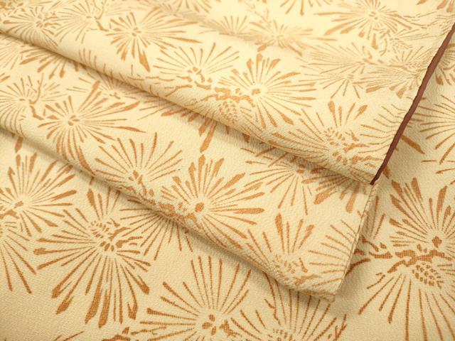 平和屋着物●上質な小紋　松葉文　鬼しぼ縮緬　正絹　逸品　DAAV3283du