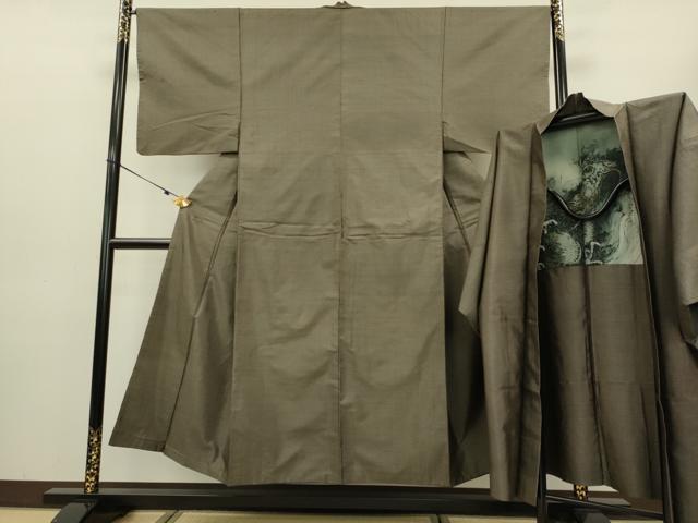 平和屋着物●男性　本場大島紬　アンサンブル　長羽織　亀甲柄　正絹　逸品　DAAV3293du