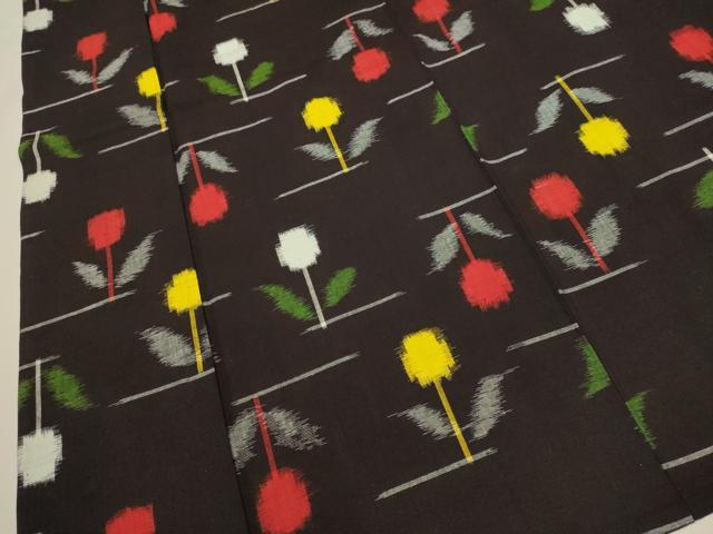 平和屋着物○久留米絣 単衣 草花文 チューリップ 綿 逸品 DAAV3303du