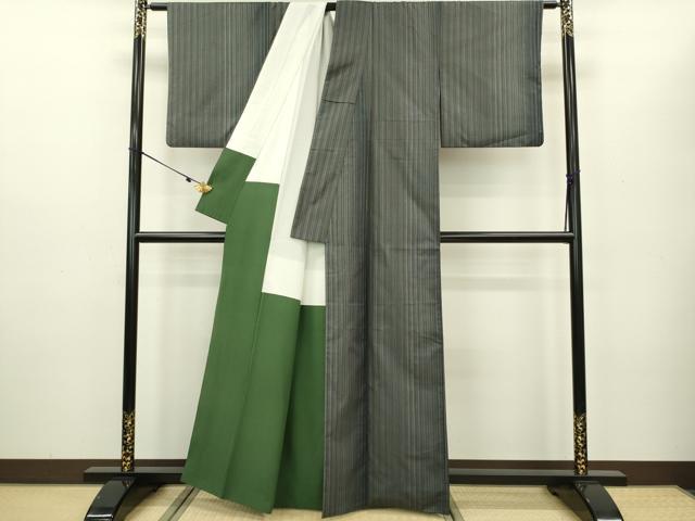 平和屋着物○本場縞大島紬 間道 大山謹製 証紙付き 正絹 逸品 DAAV3326du