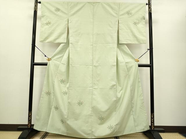 平和屋着物○訪問着 紬地 総刺繍 松葉文 正絹 逸品 DAAV3329du