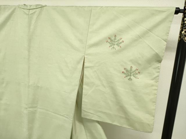 平和屋着物○訪問着 紬地 総刺繍 松葉文 正絹 逸品 DAAV3329du