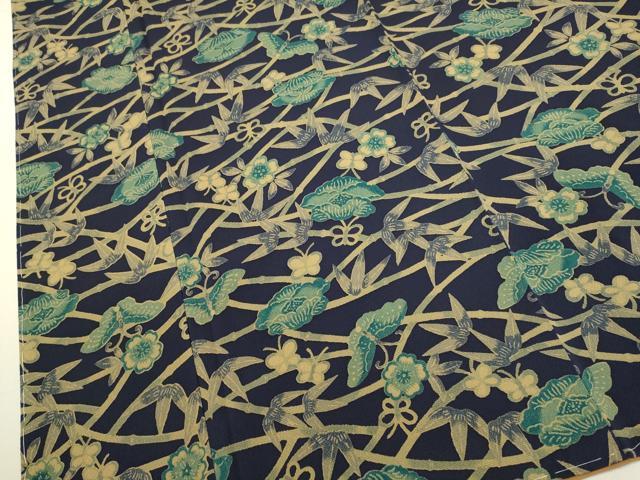 平和屋着物○上質な小紋 笹竹花蝶文 正絹 逸品 未使用 DAAV3352du