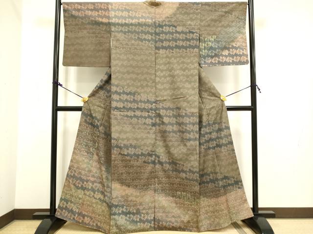 平和屋着物●訪問着　紬地　吉祥花文　正絹　逸品　DAAV3460du