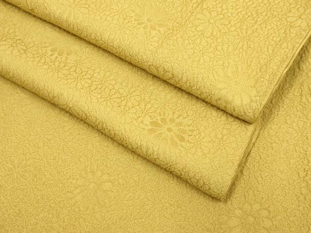 平和屋着物●上質な色無地　舞花地紋　黄朽葉色　正絹　逸品　DAAV3480du