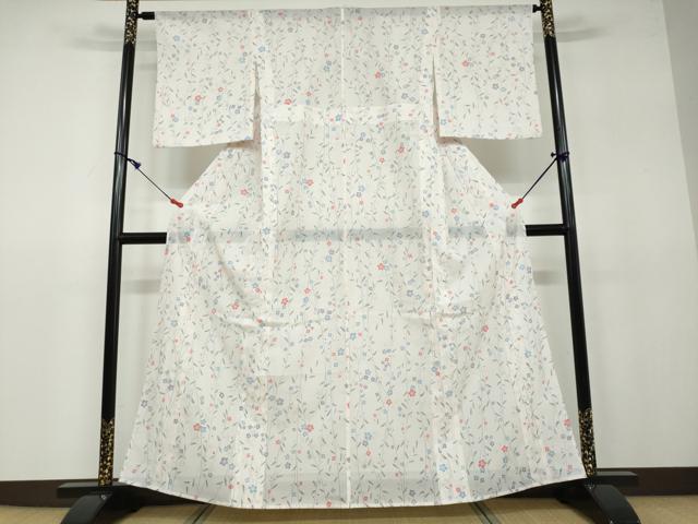 平和屋着物＊夏物 小紋 絽 草花文 洗える着物 AAAZ0455jd