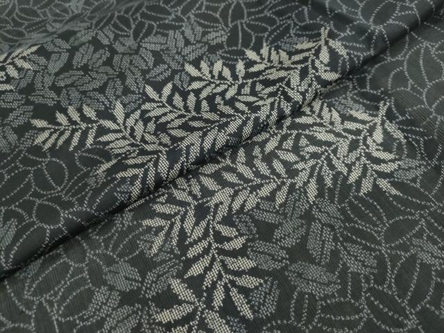 平和屋着物＊夏物 小紋 絽 枝葉文 黒地 洗える着物 CAAW3135ut