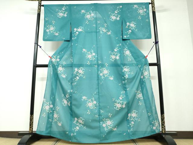 平和屋着物＊夏物 小紋 絽 型染め 跳び兎 正絹 逸品 DAAT4314du