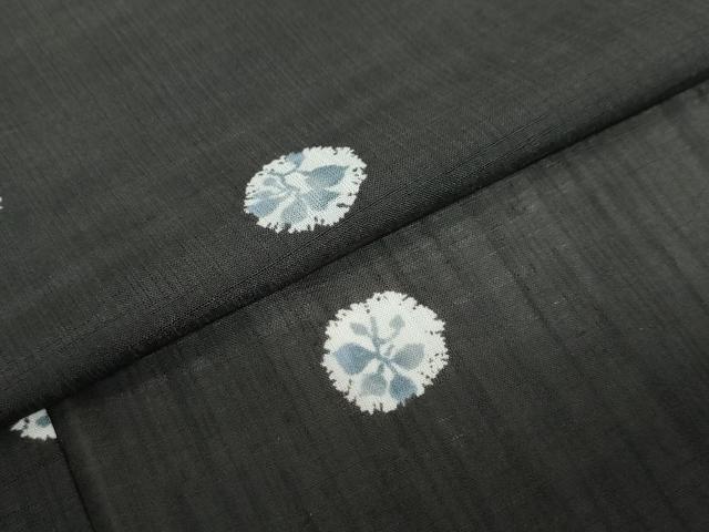 平和屋着物＊夏物　小紋　紗　枝葉丸文　黒地　洗える着物　DAAV4519ud 平和屋着物＊夏物 小紋 紗 枝葉丸文 黒地 洗える着物 DAAV4519ud 小紋